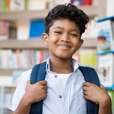 boy wearing backpack